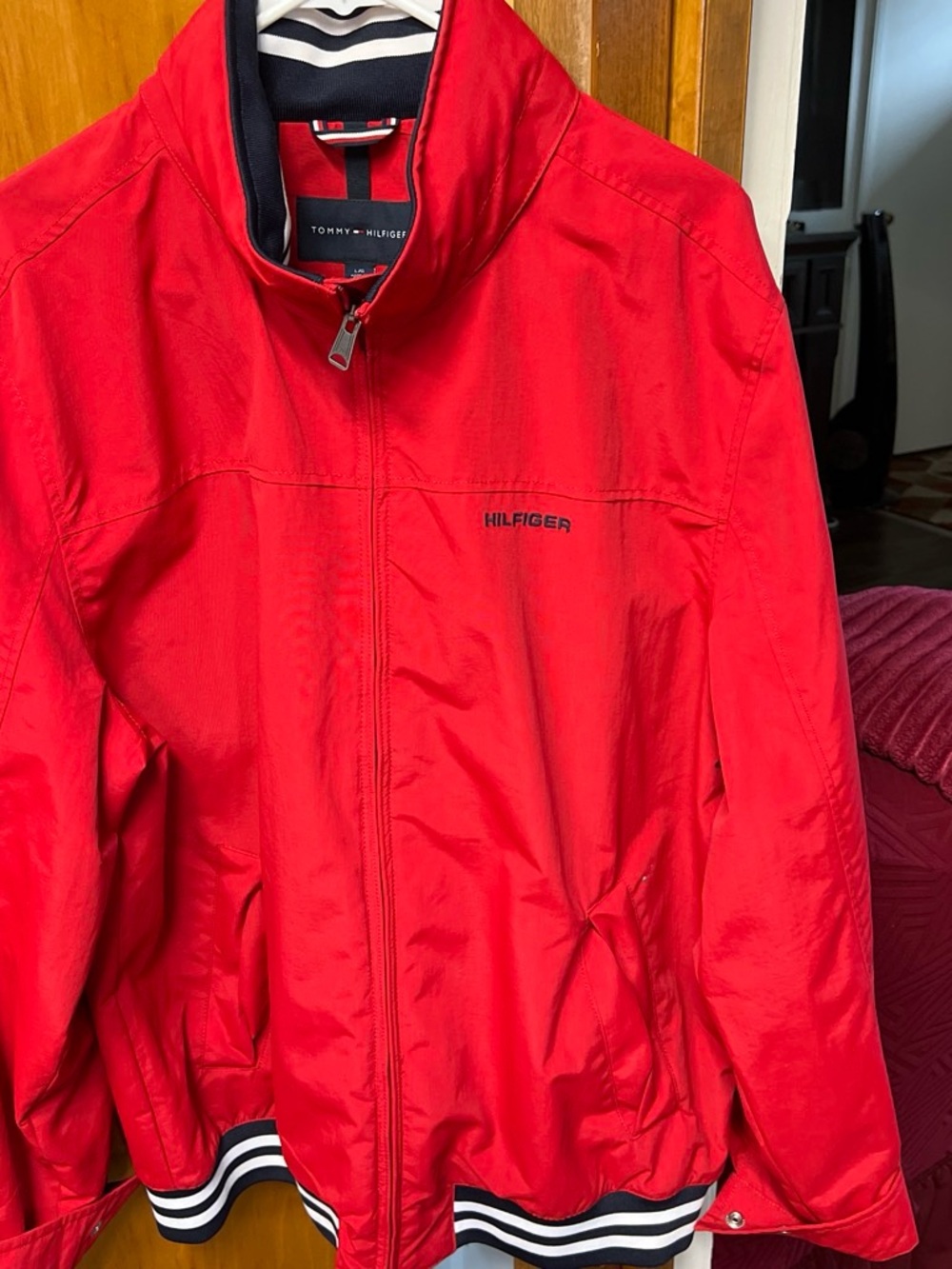 Tommy Hilfiger Bright Red Zip-Up Rain Jacket
